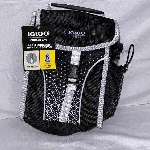 IGLOO Cooler Lunch Bag and Free Chug Bottle Insulated Top Handle Carrier Snap - Picture 3 of 10